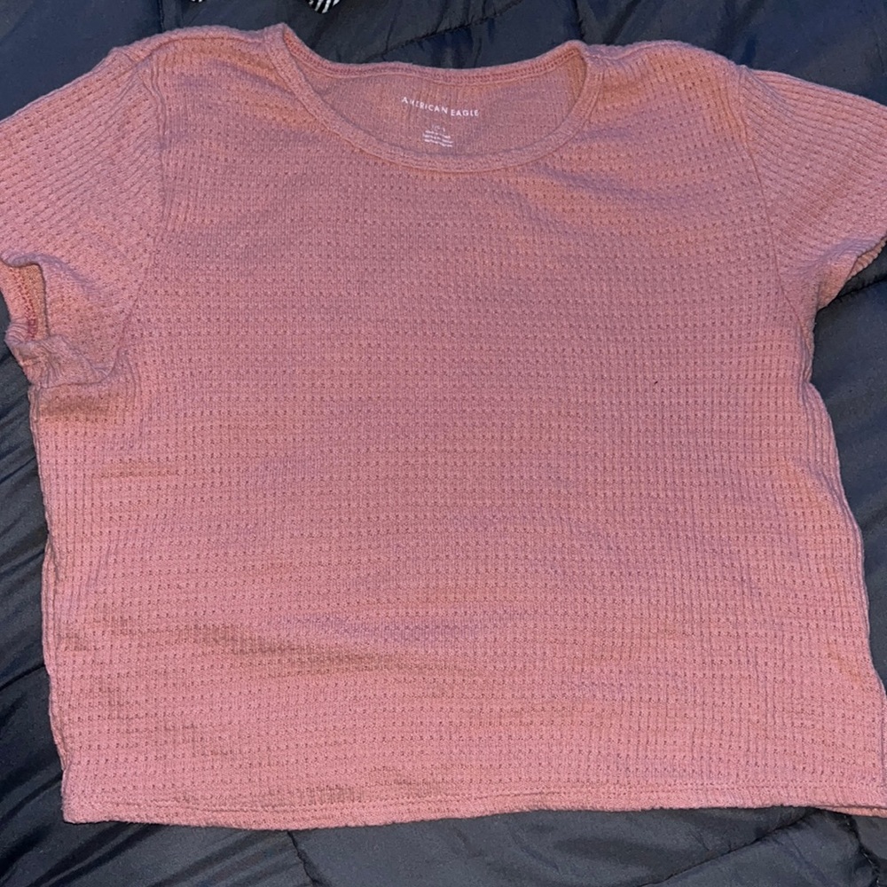 American Eagle Pink Crop Tee